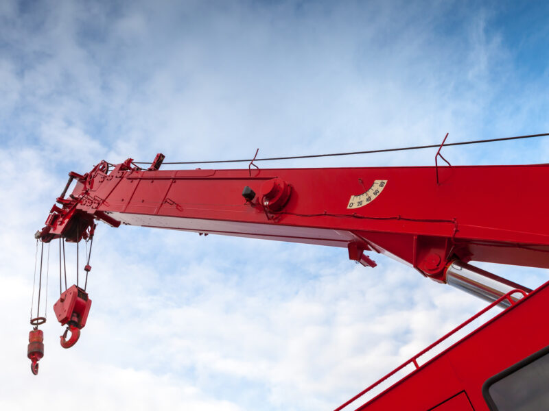 Measurement of jib inclination angle of crane trucks